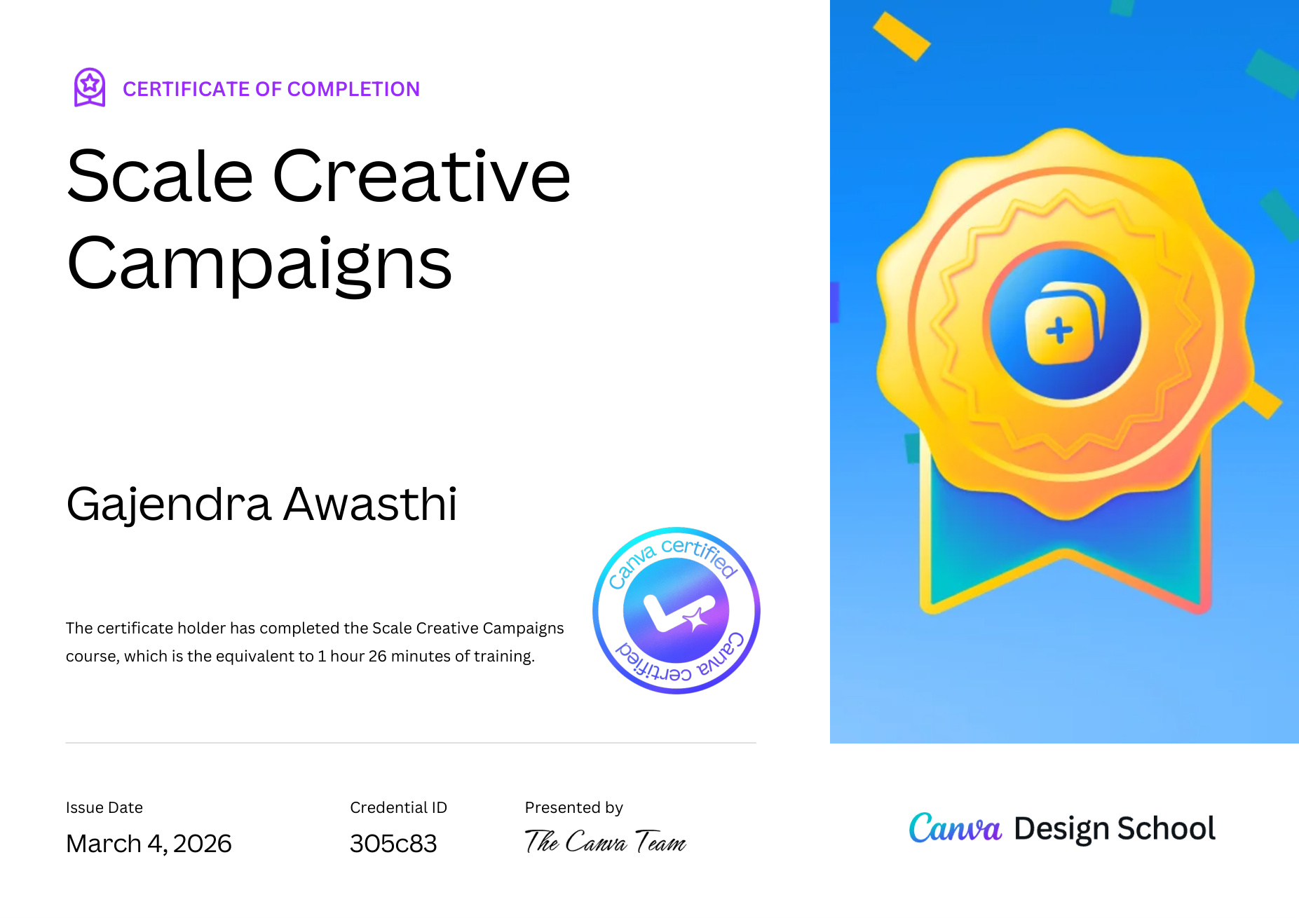 Scale Creative Campaigns Certificate
