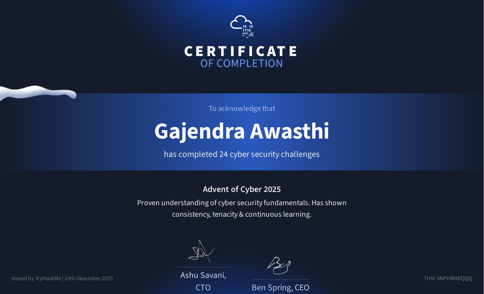 TryHackMe Cybersecurity Certificate
