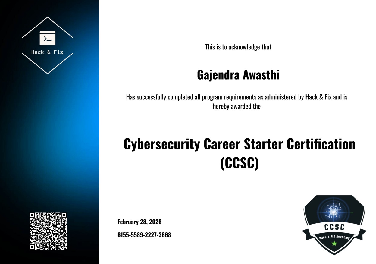 CCSC Cybersecurity Certificate